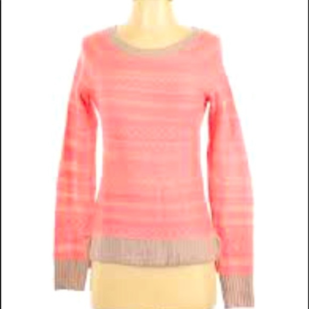 AMERICAN EAGLE OUTFITTERS Neon Pink Beige Striped Sweater Acrylic Mohair Mix, S